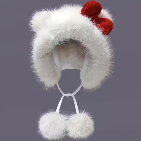 OMG WARM AN CUTE FURRY HAT HELLO KITTY - Picture 1 of 3